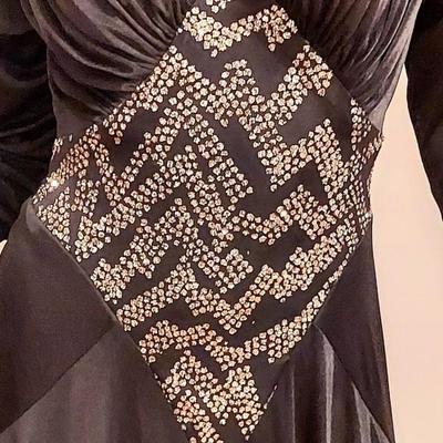 Vtg Hersey Silky Heavy Emmbellished dress