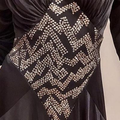 Vtg Hersey Silky Heavy Emmbellished dress