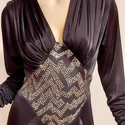 Vtg Hersey Silky Heavy Emmbellished dress