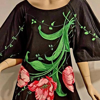 Vtg Butterfield 8 Maxi Floral Kaftan Bar Sleeves