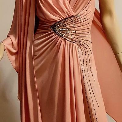 Vtg Jack Bryan Barbie Ballerina print Rhinestone Gown & Shawl