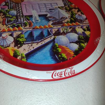 Pair of Vintage 1982 World's Fair Coca Cola Metal Trays- New in Package