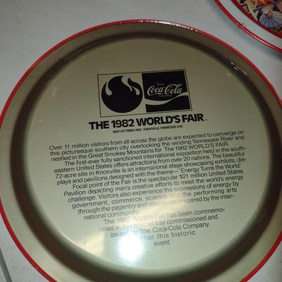 Pair of Vintage 1982 World's Fair Coca Cola Metal Trays- New in Package