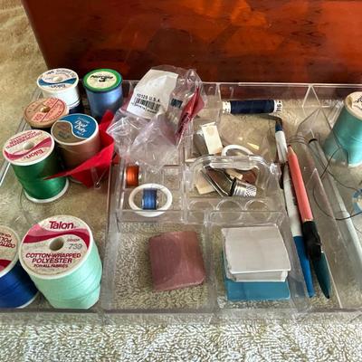 Sewing box with thread, needles etc