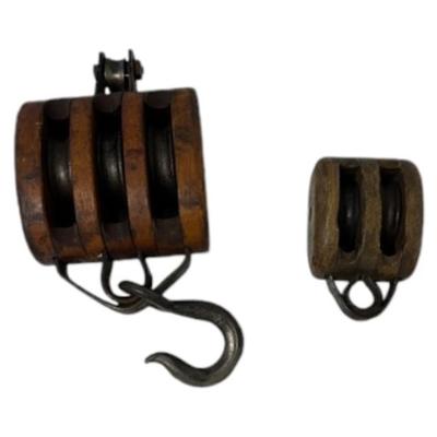 Vintage Wood Block Pulleys