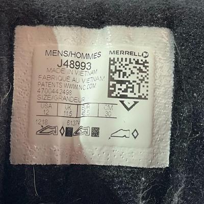 Merrell Vibram hiking boots 12, Sketchers 12, gloves