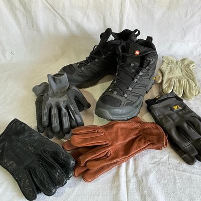 Merrell Vibram hicking boots 12, gloves