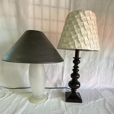Lamps, glass and wood