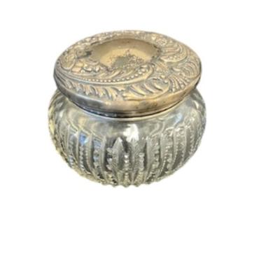 Foster & Bailey Crystal Powder Jar with Sterling Silver Lid [29g]