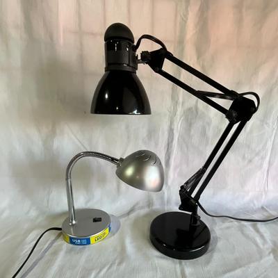 Lamps, black and silver adjustable