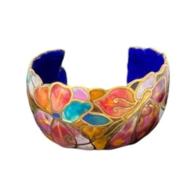 David Kuo Champleve Multi-Colored Enamel Butterfly Cuff