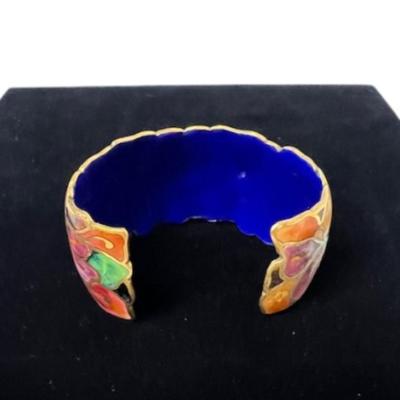 David Kuo Champleve Multi-Colored Enamel Butterfly Cuff