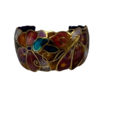 David Kuo Champleve Multi-Colored Enamel Butterfly Cuff