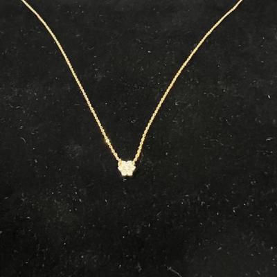 Stamped 14K Gold Necklace with Diamond Pendant [1.75g]