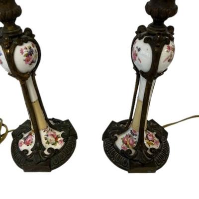 Pair of Vintage Dresden Parlor Lamps