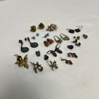 Marked and/or Tested Sterling Silver Earrings and Pin [57.56g]