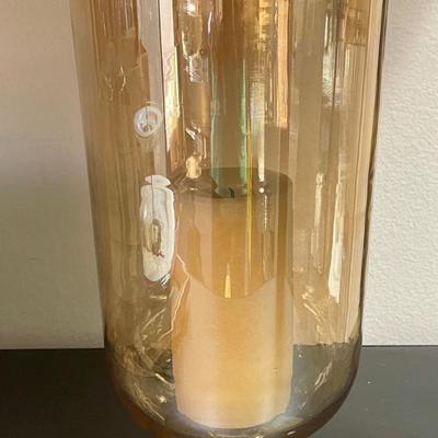 Large Amber Glass Hurricane Lamp