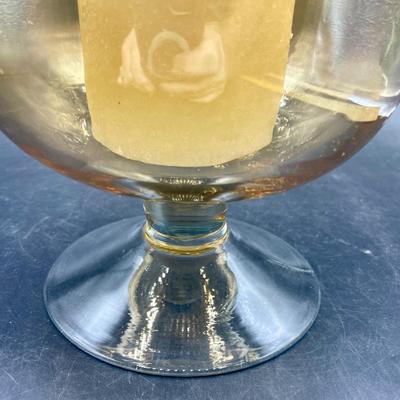 Large Amber Glass Hurricane Lamp