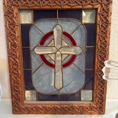 Lot 57 - Crystal, Stained Glass and Wooden Crosses and Thomas Kinkade Angel