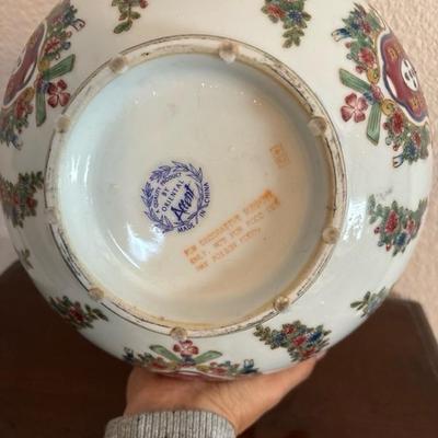 Lot 59 - Vintage Blue and White Porcelain Crown Bowl By Oriental Accent 10"