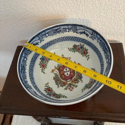 Lot 59 - Vintage Blue and White Porcelain Crown Bowl By Oriental Accent 10"