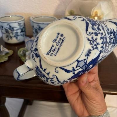 Lot 65 - Blue and White Dishes, including one Blue Danube made in Italy, Silk Orchid and Candle Holders