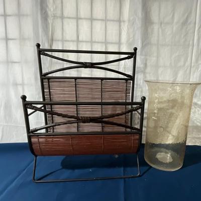 Magazine rack, glass vase/toilet paper holder?