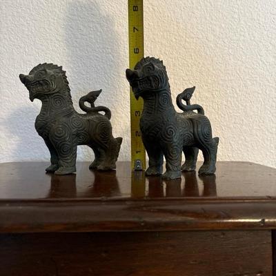 Lot 66 - Pair of Bronze Mandalay Style Lions