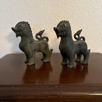 Lot 66 - Pair of Bronze Mandalay Style Lions