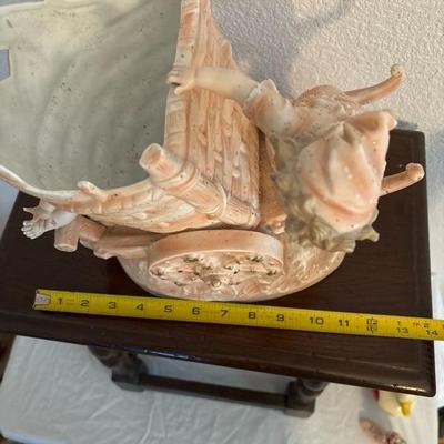 Lot 67 - Unmarked Porcelain Pink Gold Cherub Mother and Child with Cart