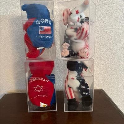Lot 69 - Beverly Hills Plush "Gore" "Lieberman" and Beanie Babies "Lefty" "Righty"