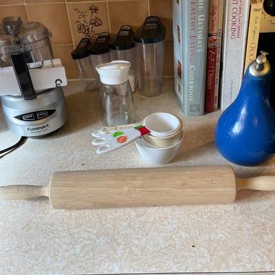 MINI FOOD PROCESSOR, CANISTERS, COOK BOOKS AND BAKING ITEMS