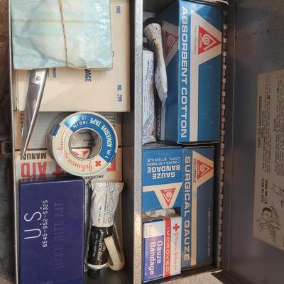 2 soldering irons and metal first aid kit