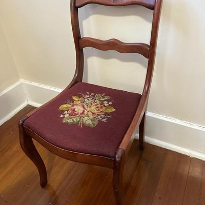 Carved Wood Embroidery Seat Side Chair