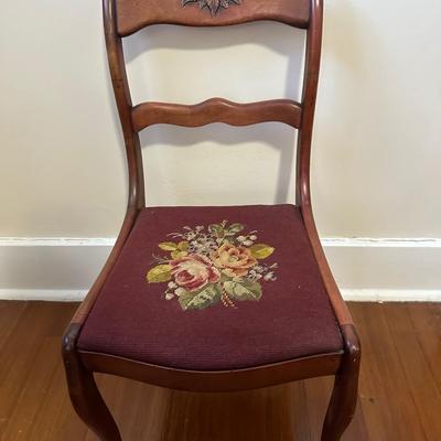 Carved Wood Embroidery Seat Side Chair
