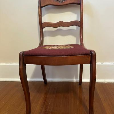 Carved Wood Embroidery Seat Side Chair