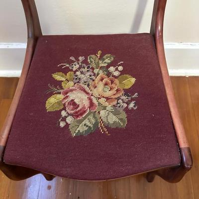 Carved Wood Embroidery Seat Side Chair