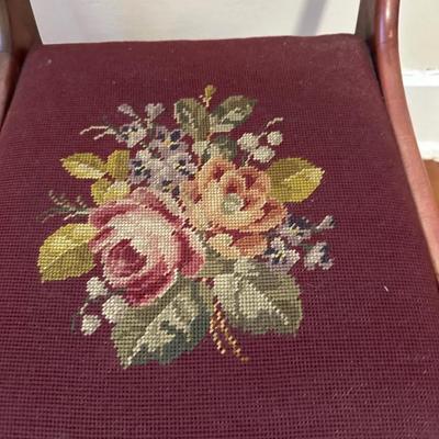 Carved Wood Embroidery Seat Side Chair