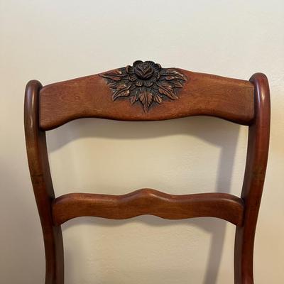 Carved Wood Embroidery Seat Side Chair