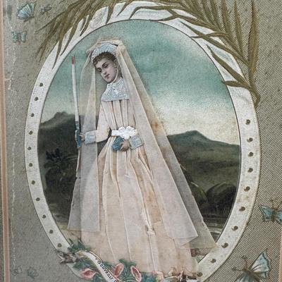 Antique Framed “Souvenir Du Plus Beau Jour”