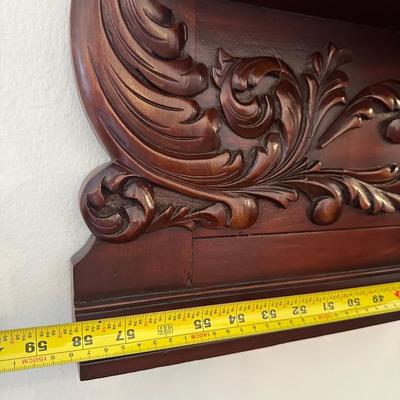 Antique Victorian Carved Wood Mirror Shelf