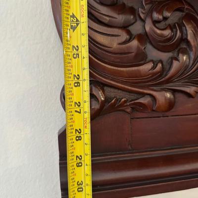 Antique Victorian Carved Wood Mirror Shelf