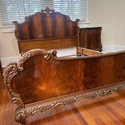 Victorian Style Double Bed Frame and Nightstand