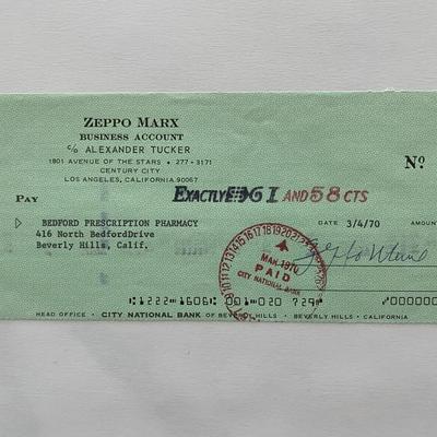 Zeppo Marx signed check