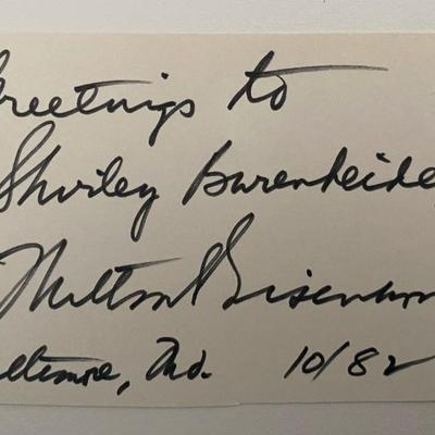 Penn State President Milton Eisenhower signed note 