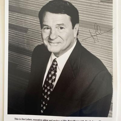 Journalist Jim Lehrer signed photo