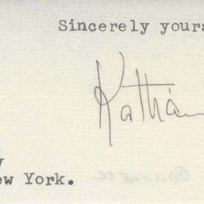 Katharine Cornell signature cut