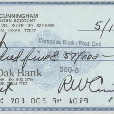 Walter Cunningham signed check