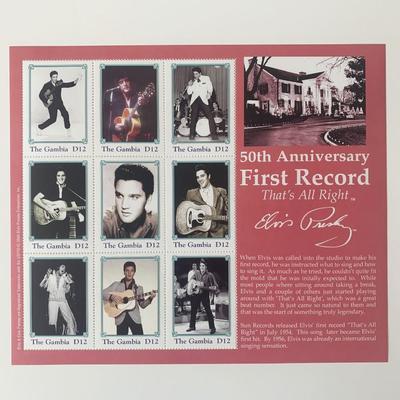Elvis Presley 50th Anniversary First Record That's Alright Commemorative Stamp Set - The Gambia