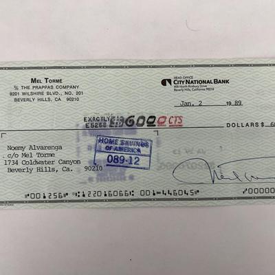Mel Torme signed check